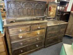 Late Victorian dressing table and five drawer chest.