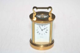 Gilt brass cylindrical carriage clock, movement ACG, retailed by Richardson, Darlington,