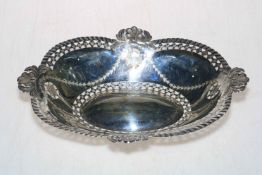 Victorian silver pierced and embossed basket, Sheffield 1896, 28cm across.