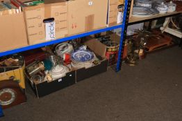 Large collection of glass, china, clocks, metalwares, etc.