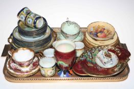 Carlton Ware vase and dish, Aynsley plate and dish and assorted cups, saucers and plates, etc.