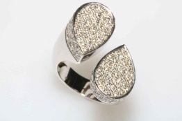 14 carat white gold fancy cocktail ring, size P.