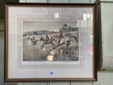 Henry Wilkinson, Hunting Scene, limited edition print, signed and numbered in the margin, framed.