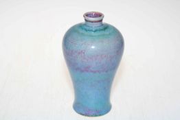 Chinese baluster vase in blue/mauve streak glaze, 19cm.