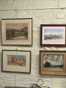 D Noble, River Severn, oil on canvas and three framed watercolours (4).