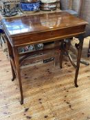 Mahogany cantilever action writing desk, 79cm by 74cm by 44cm.