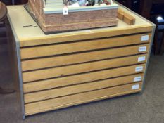 Six drawer plan chest, 63cm by 100cm by 73cm.