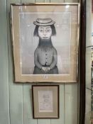 LS Lowry (1887-1976), Woman with a Beard, signed print, 60cm by 49cm, framed,