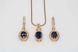 14k gold diamond and tanzanite pendant on chain, tanzanite 3.