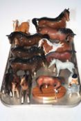 Thirteen Beswick horses and foals including Shetland, Palomino, Thelwell, etc.