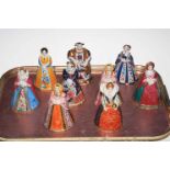 Royal Worcester Henry VIII and Six Wives candle snuffers and Elizabeth I and Anne of Cleves (9).