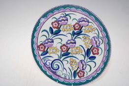 Large Poole Pottery charger, 35cm diameter.