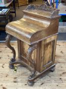 Victorian mahogany piano top Davenport, the hinged lid enclosing stationery compartments,
