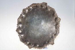 George III silver salver with engraved decoration around regimental inscription and having