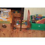 Two Building Block baby walkers, toy fort, military vehicle and others, battery Thunder Robot, etc.