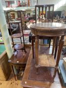 Edwardian mahogany and chequer inlaid Pembroke table, Edwardian inlaid side chair,
