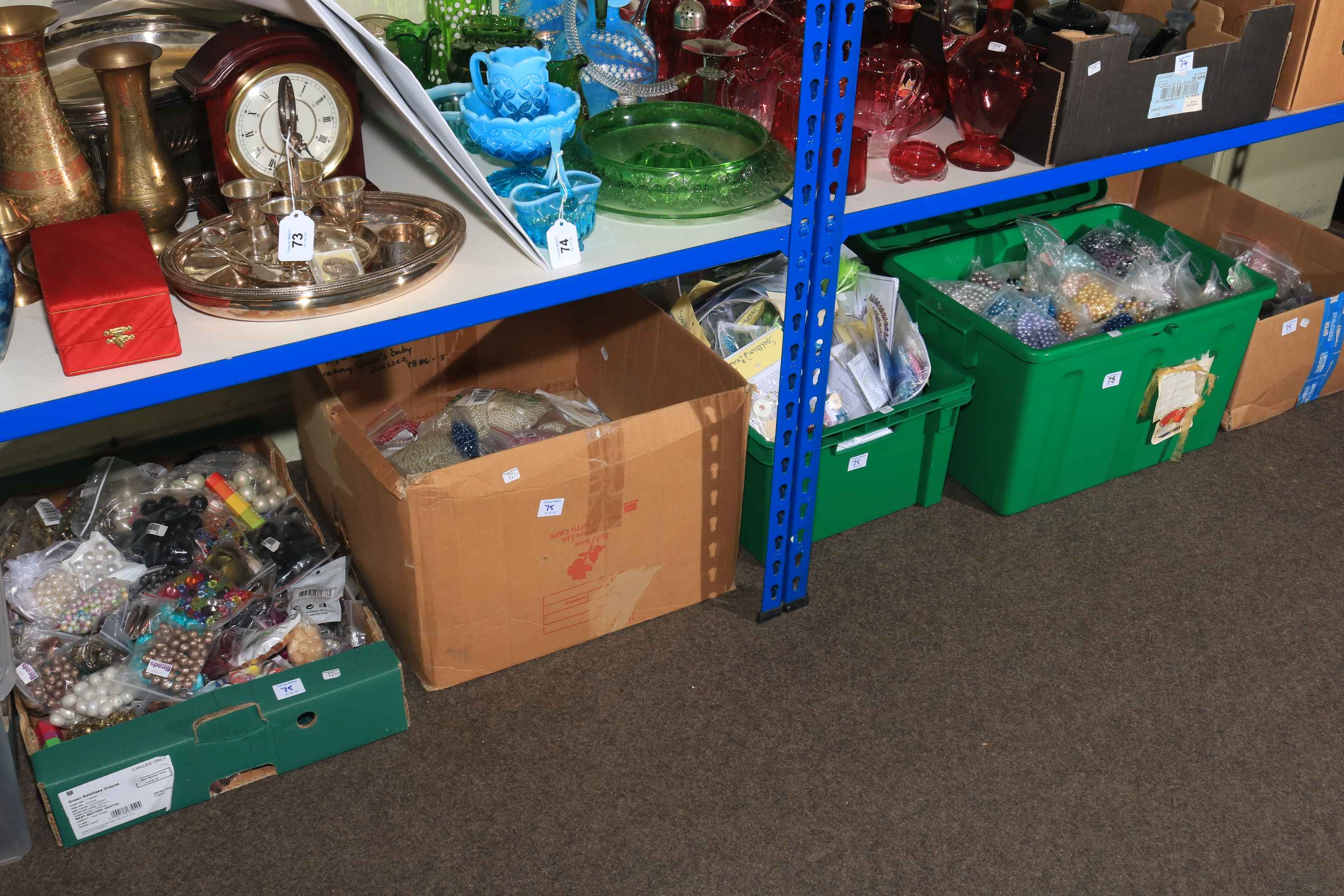 Five boxes of jewellery making equipment.