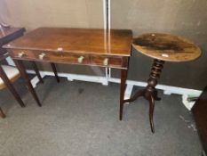 Georgian mahogany three drawer side table and circular tripod occasional table (2).