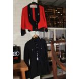 Hunting jacket, waistcoat and trousers, and vintage Police Officers jacket.