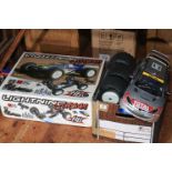 Remote control car with accessories.