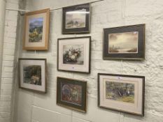 Collection of seven framed watercolours and pastels including landscape and Still Life.