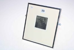 Tom McGuinness limited edition etching, Miners Wives, 7/50, signed, 26cm by 23cm including frame.