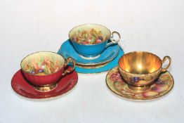Aynsley signed D Jones fruit cups and saucers (7).