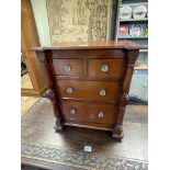 Victorian mahogany miniature four drawer scotch chest, 47.5cm by 41.5cm by 29cm.