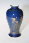 Chinese baluster lustre vase decorated with gilt female figure on blue ground, 19.5cm high.