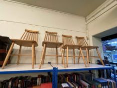 Set of four Ercol style spindle back kitchen chairs.