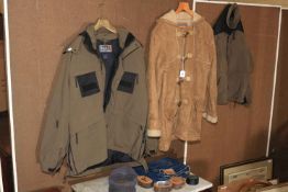 Tactical Series 5-11 jackets and hat, sheepskin coat, belts, etc.