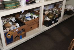 Five boxes of decorative pottery including Palissy Game series, Wedgwood, Ringtons,