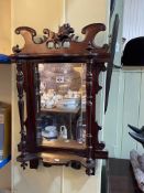 Pair Victorian mahogany bevelled mirror panel wall shelves, 62cm by 41cm.