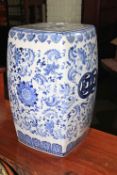 Chinese blue and white stool, 50cm high.