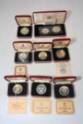 Collection of cased coins inc: Silver proofs (Jubilee 1977, Gambia 10 Dalasis 1975,