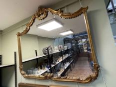 Barker & Stonehouse arched top gilt framed overmantel mirror, 115cm by 135cm.