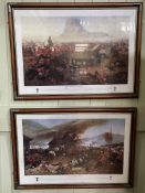 Pair framed prints 'The Battle of Isandhlwana' and 'The Defence of Rorke's Drift'.