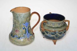 Royal Doulton Lambeth jug and three handled pot.
