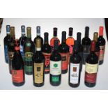 Eighteen bottles of Giordano red wine.