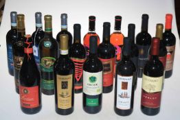 Eighteen bottles of Giordano red wine.