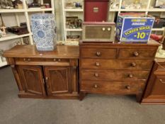 Victorian mahogany chest of two short above three long drawers and Victorian walnut two door side