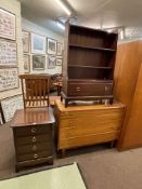 Stag Minstrel four drawer pedestal chest and Stag single drawer open bookcase (2).
