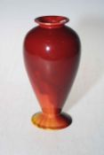 Linthorpe Pottery vase in burgundy to yellow glaze, number 1609, 18.5cm.