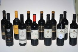 Twelve bottles of Rioja red wine including Baron De Barbon, Montino, etc.