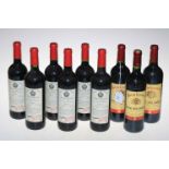 Nine bottles of red wine including Roc de Lussac, Pilao No BCA 31, etc.