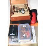 Dreyfuss & Co Gents watch and box, various watches, straps, Omega case, Oneblade razor, etc.