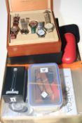 Dreyfuss & Co Gents watch and box, various watches, straps, Omega case, Oneblade razor, etc.