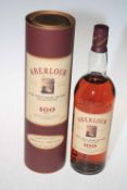 Bottle of Aberlour 100 single malt scotch whisky.