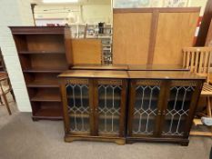 Set of four two door leaded glazed bookcases and mahogany open bookcase (5).
