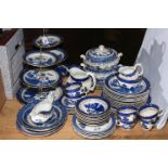 Booths Real Old Willow including tureens, cake stands approximately 54 pieces.